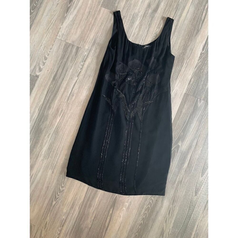 VALENTINO BLACK BEADED DRESS size 8